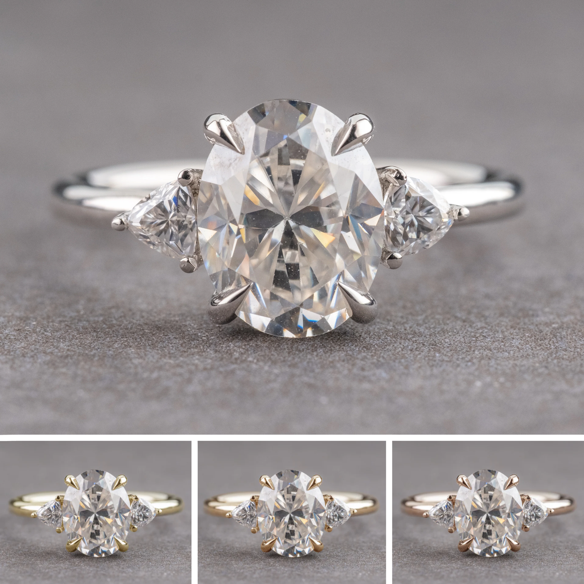 Oval Moissanite Engagement Ring, Zoe Setting