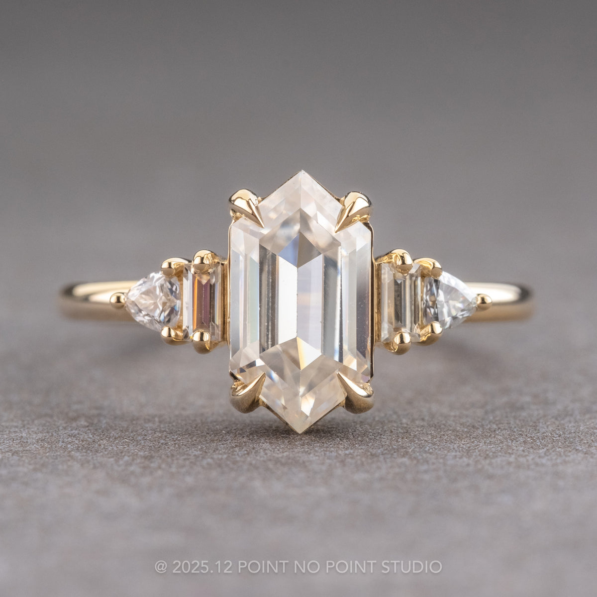 1.80 Carat Hexagon Moissanite Engagement Ring, Beatrice Setting