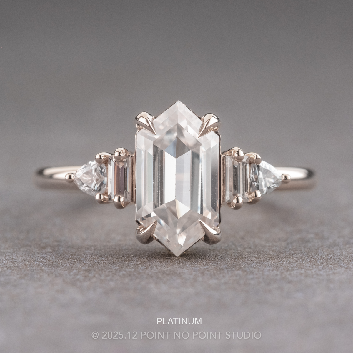 1.80 Carat Hexagon Moissanite Engagement Ring, Beatrice Setting