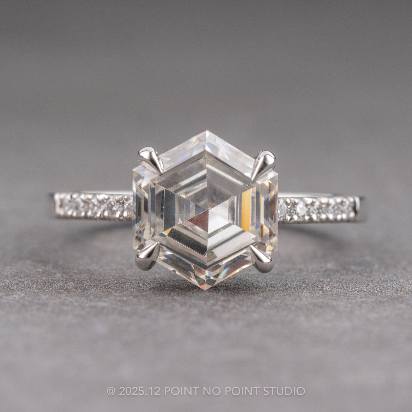 2.41 Carat Hexagon Moissanite Engagement Ring, Jules Setting