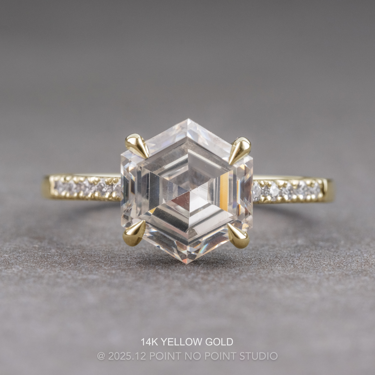 2.41 Carat Hexagon Moissanite Engagement Ring, Jules Setting