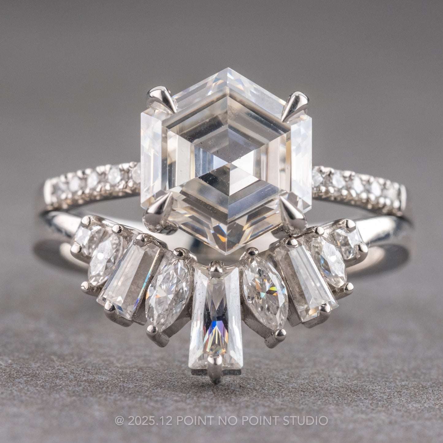 2.41 Carat Hexagon Moissanite Engagement Ring, Jules Setting
