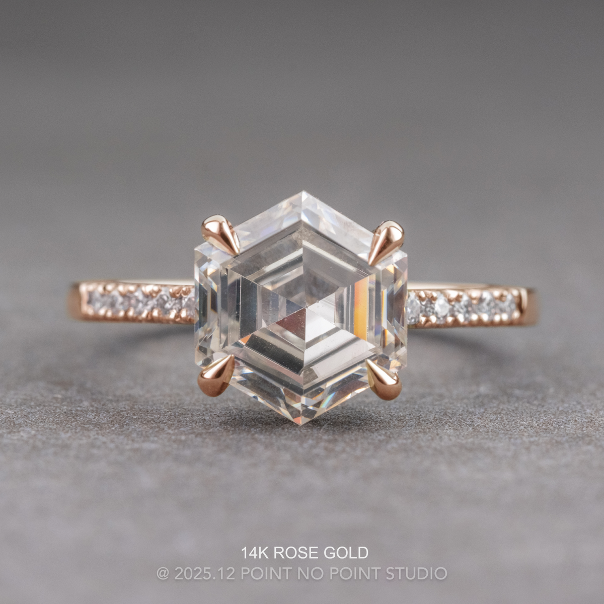 2.41 Carat Hexagon Moissanite Engagement Ring, Jules Setting