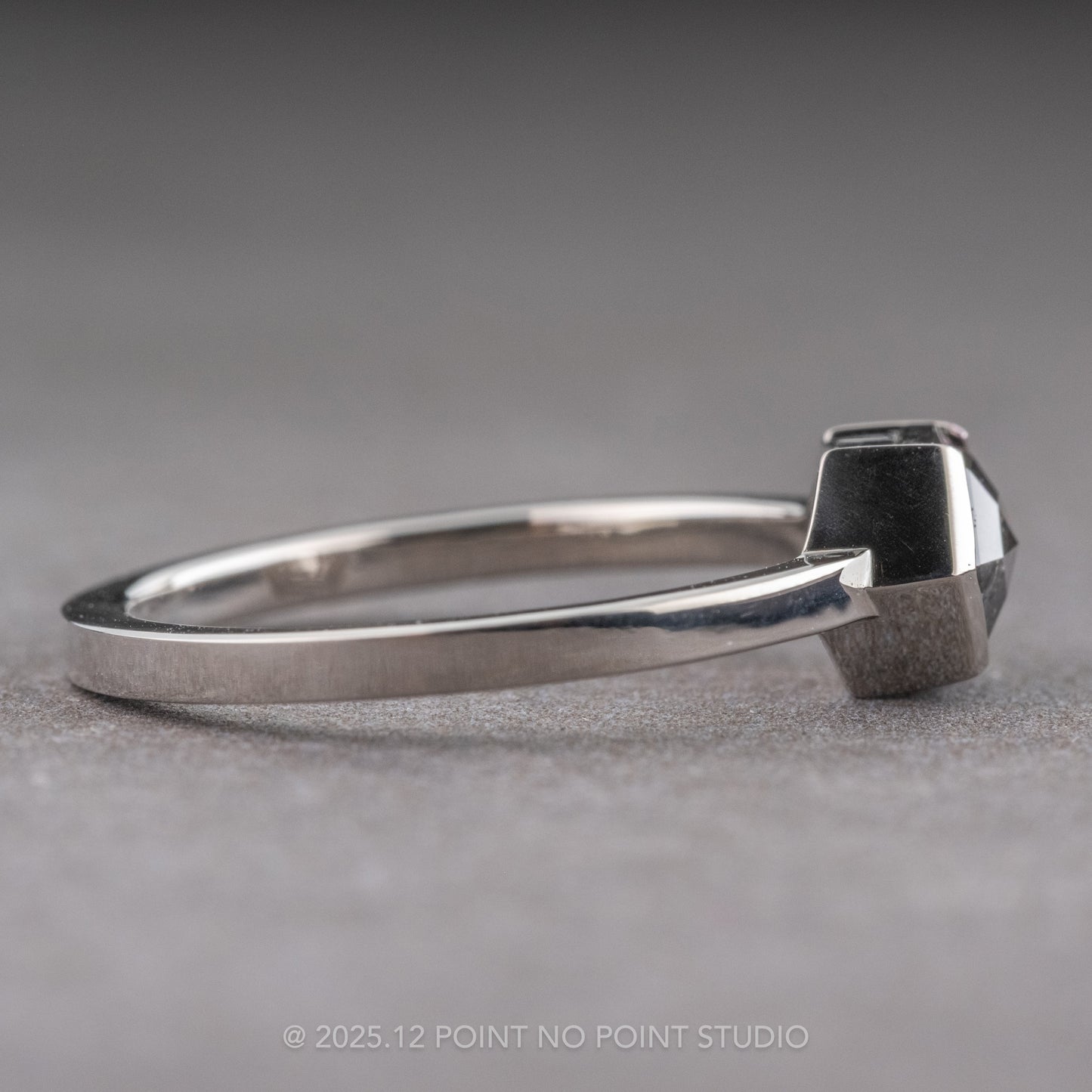 1.17 Carat Black Salt and Pepper Hexagon Diamond Engagement Ring, Charlize Setting