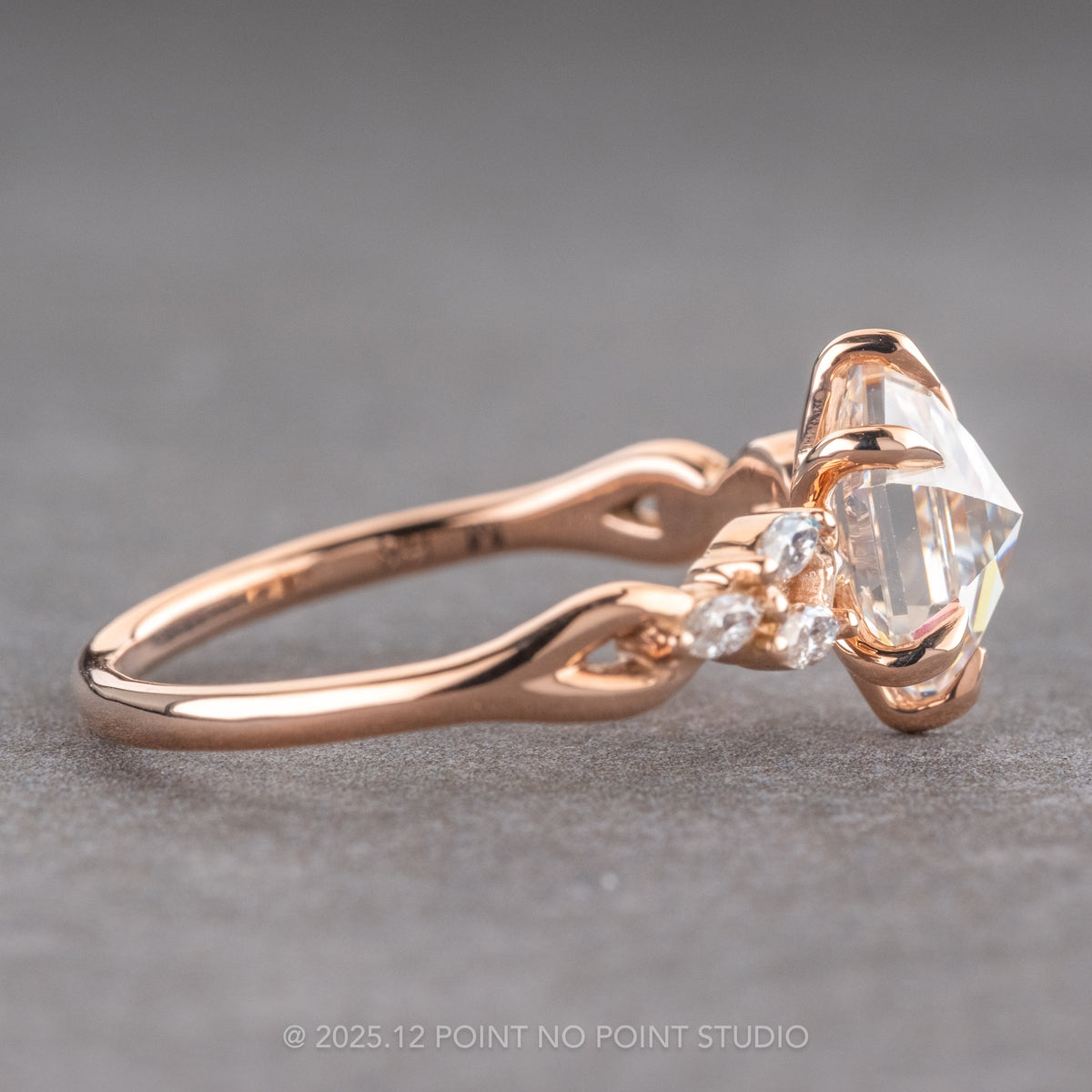 1.62 Carat Hexagon Moissanite Engagement Ring, Winona Setting