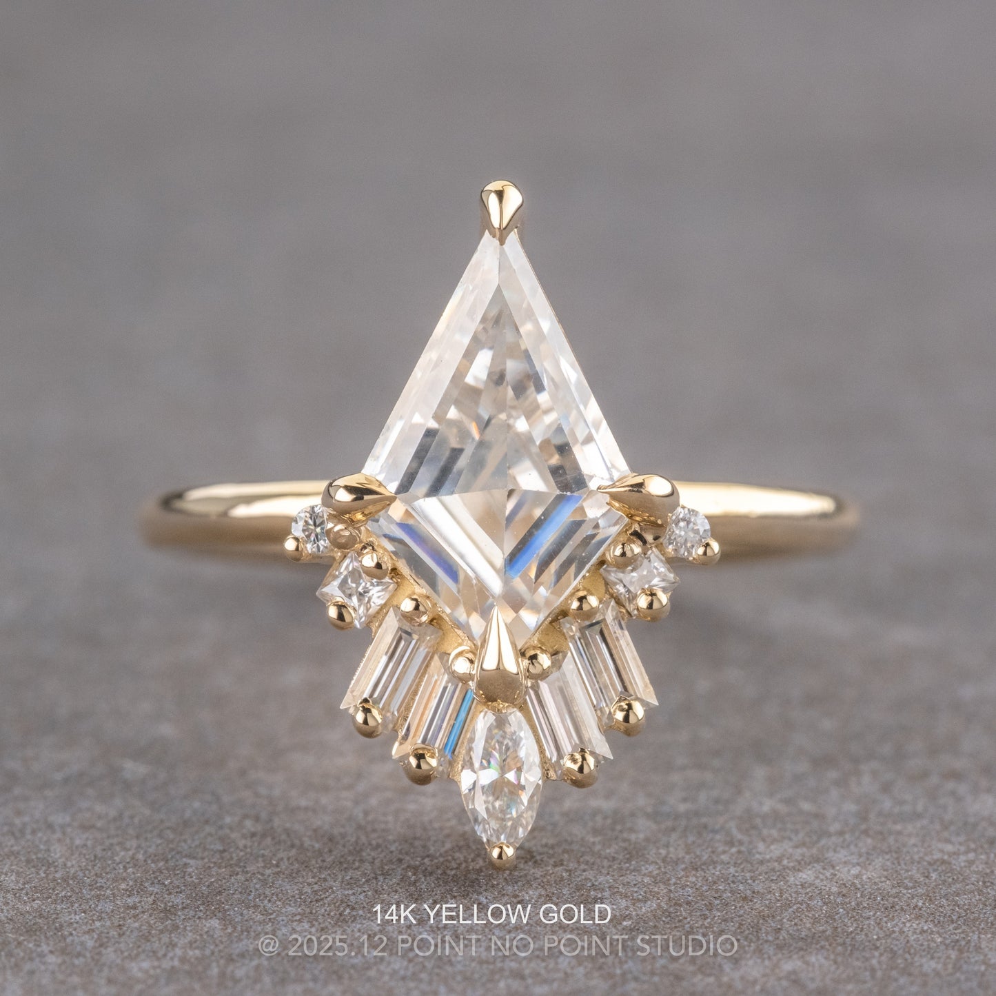 2.11 Carat Kite Moissanite Engagement Ring, Wren Setting