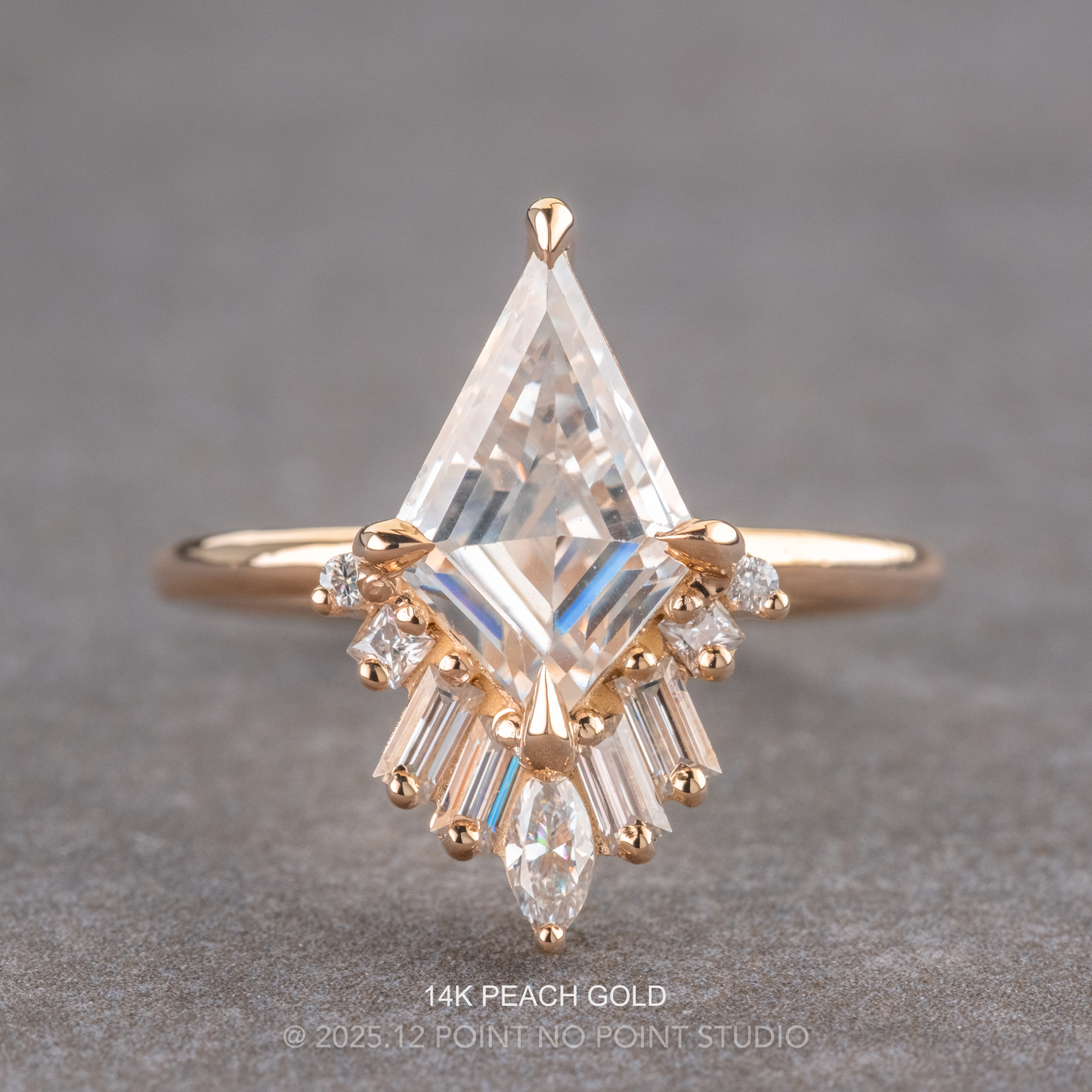 2.11 Carat Kite Moissanite Engagement Ring, Wren Setting