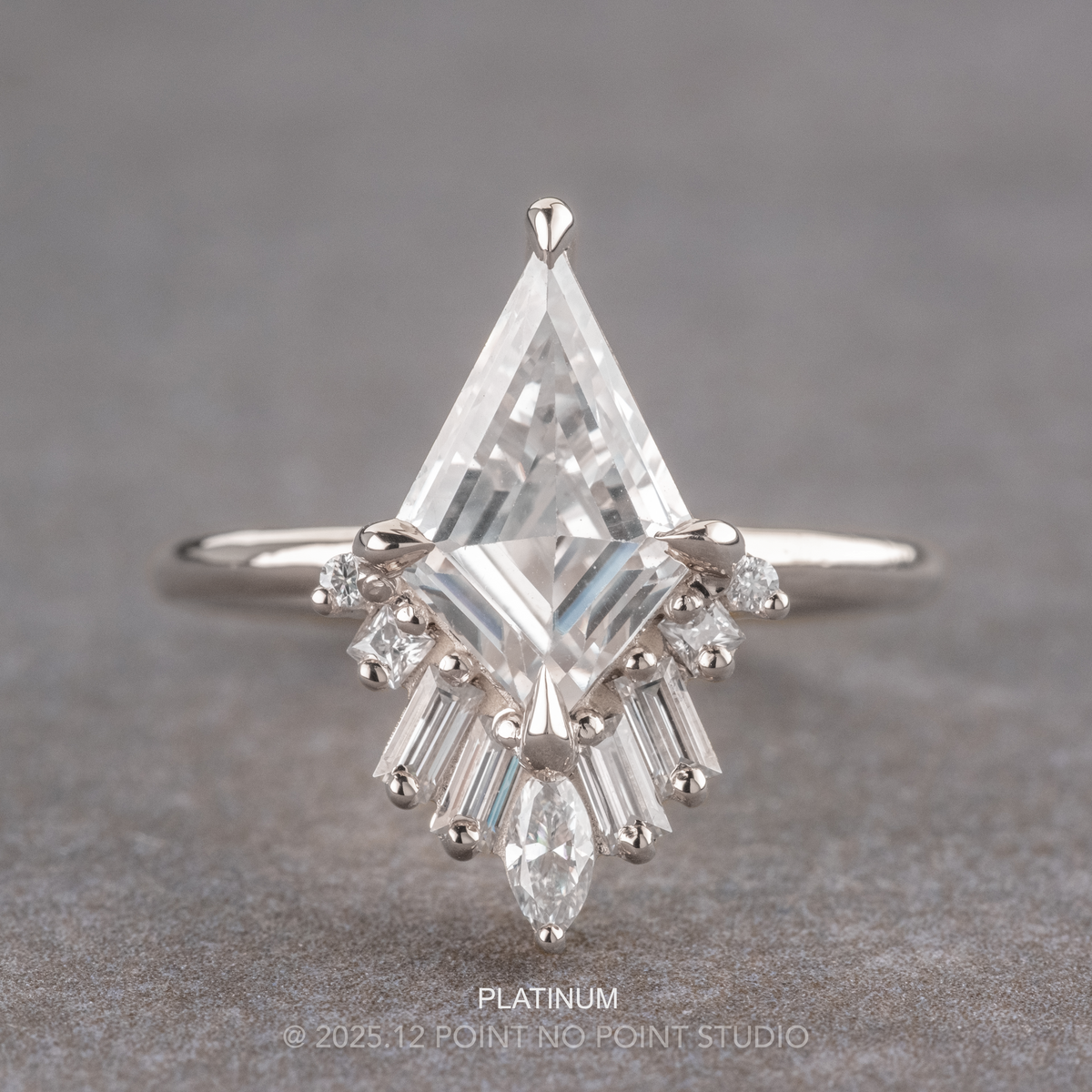 2.11 Carat Kite Moissanite Engagement Ring, Wren Setting