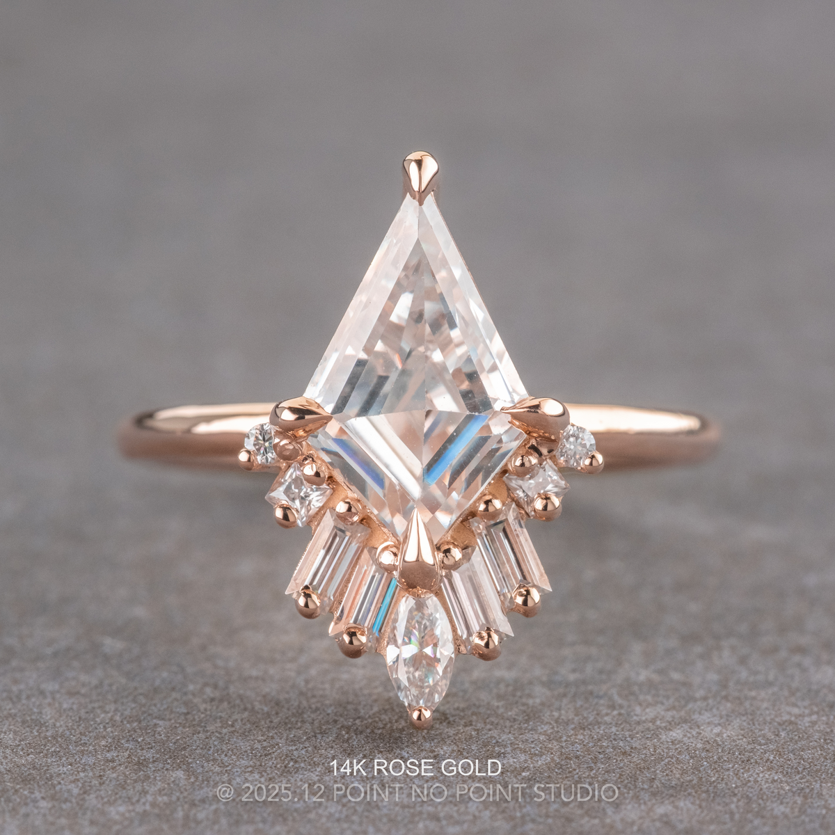 2.11 Carat Kite Moissanite Engagement Ring, Wren Setting