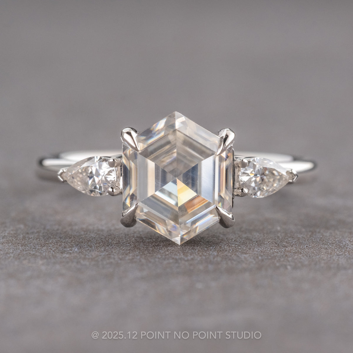 2 Carat Hexagon Moissanite Engagement Ring, Zoe Setting