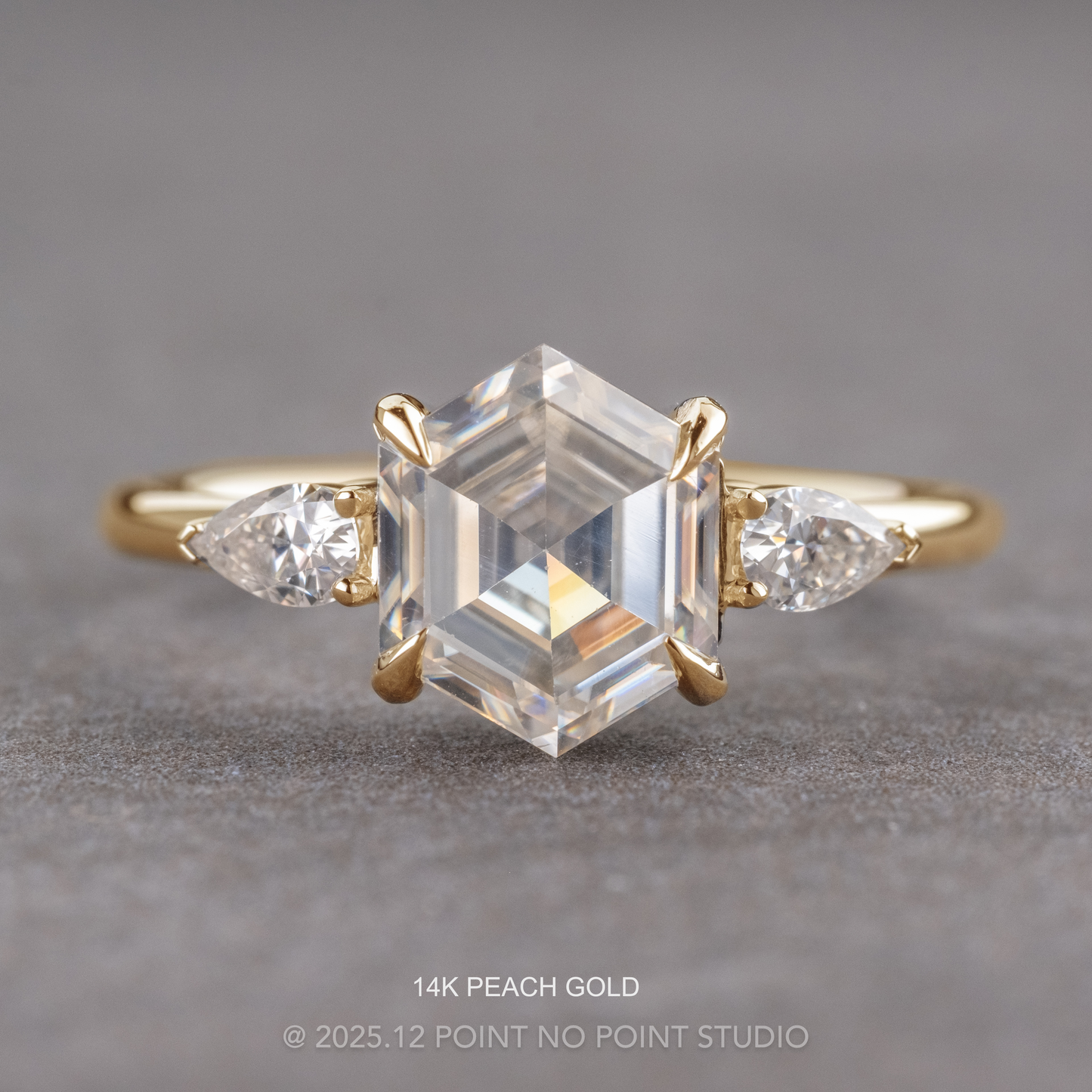 2 Carat Hexagon Moissanite Engagement Ring, Zoe Setting