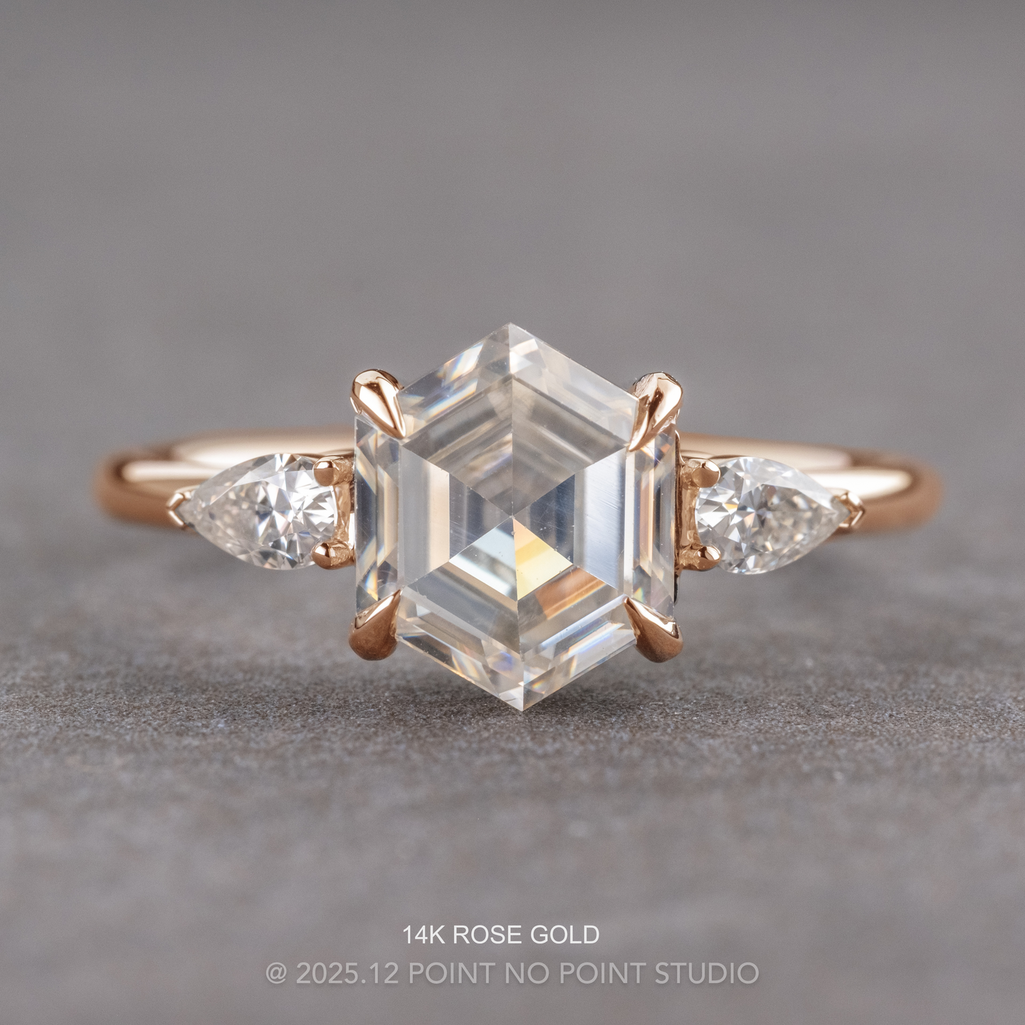 2 Carat Hexagon Moissanite Engagement Ring, Zoe Setting