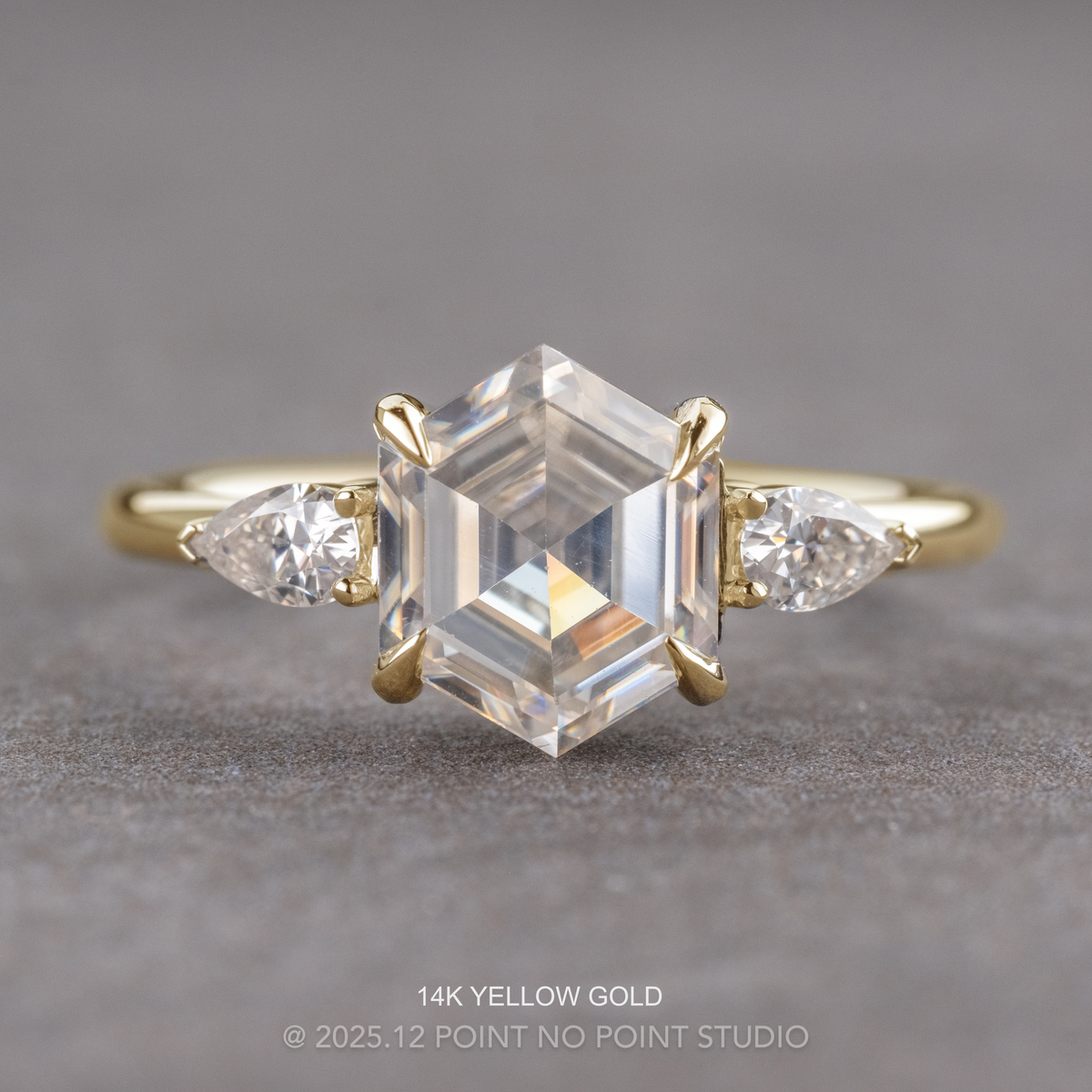 2 Carat Hexagon Moissanite Engagement Ring, Zoe Setting