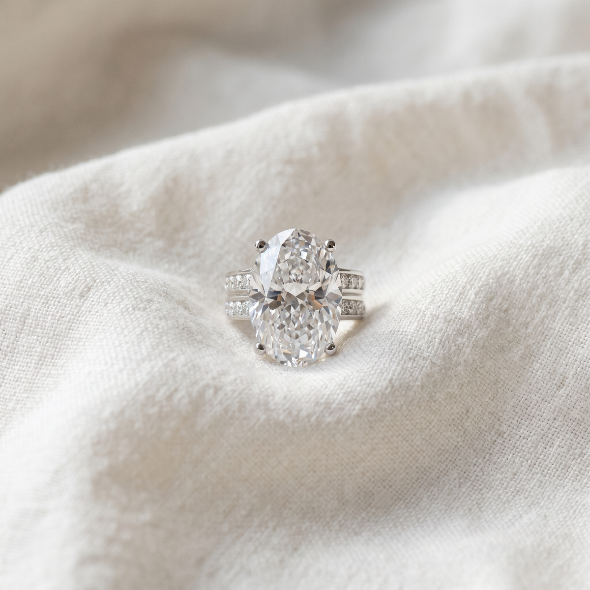 Certified 6Ct Nikki Oval Diamond Engagement Wedding Ring Set Gold Lab Grown