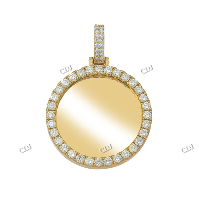 Round Cut Moissanite Silver Photo Pendant