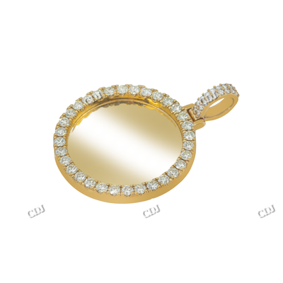 Round Cut Moissanite Silver Photo Pendant