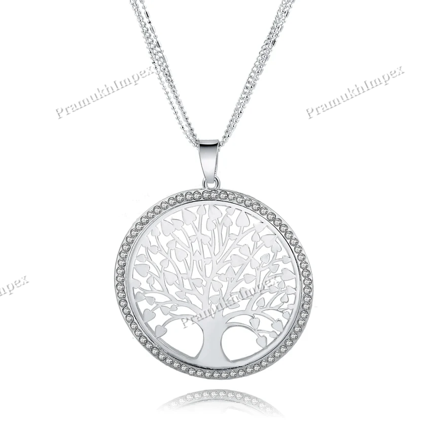 Moissanite Studded Handmade Tree Design Hip Hop Ladies Pendant