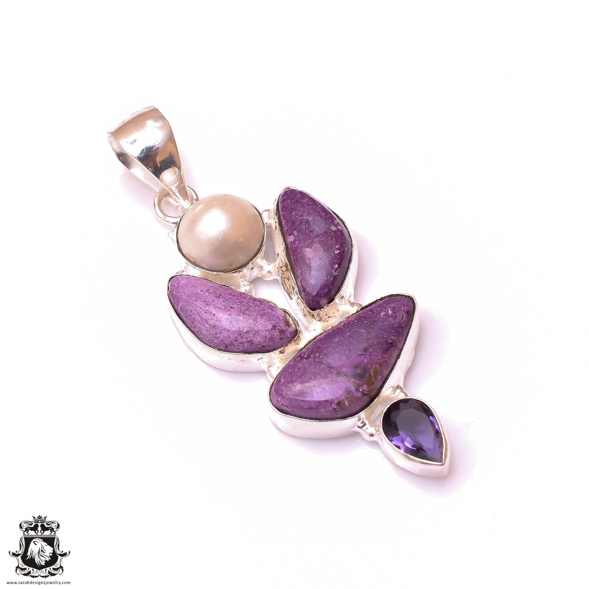 Sugilite Pearl Iolite Pendant & 3MM Italian Chain P9890