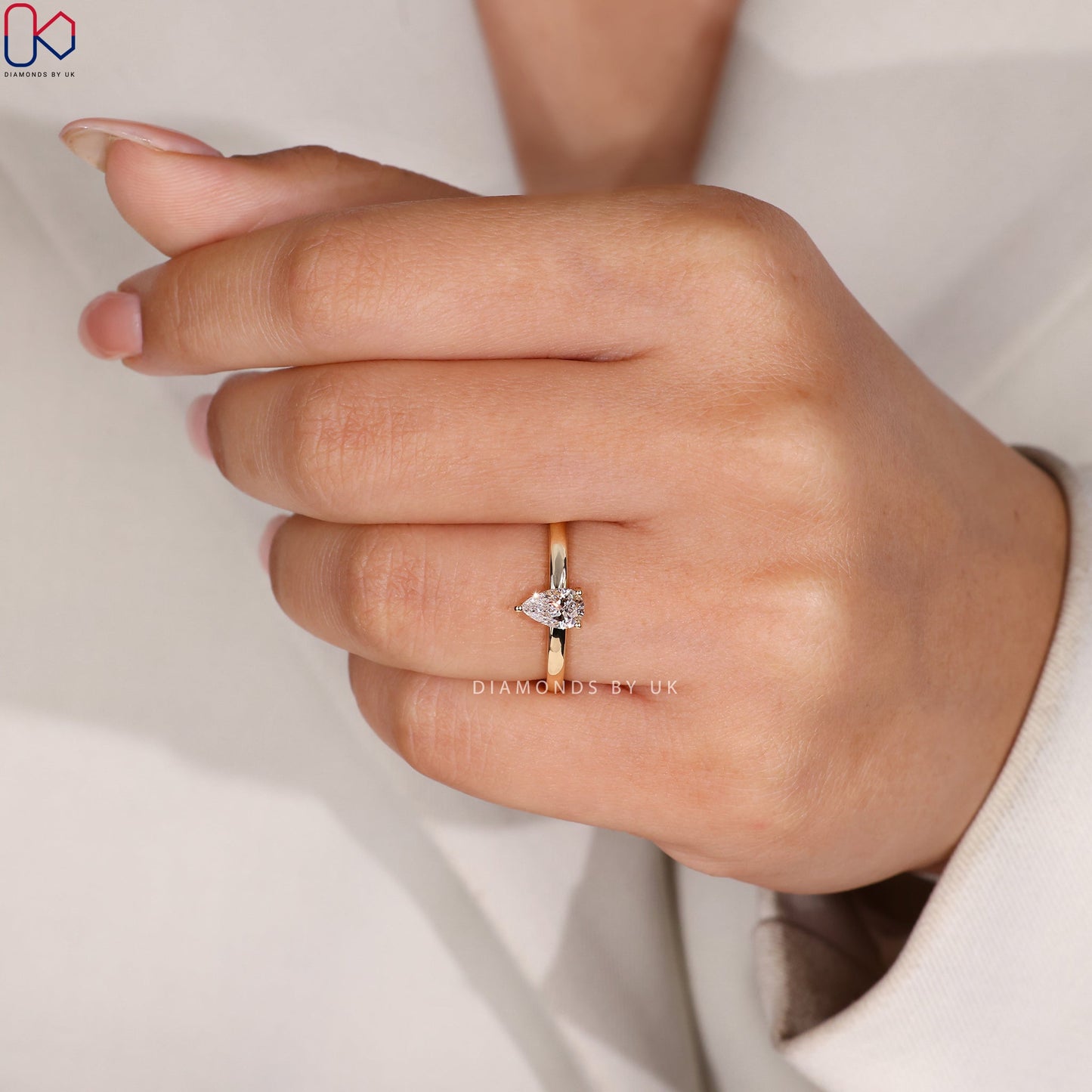 Teardrop Diamond Ring In Yellow Gold