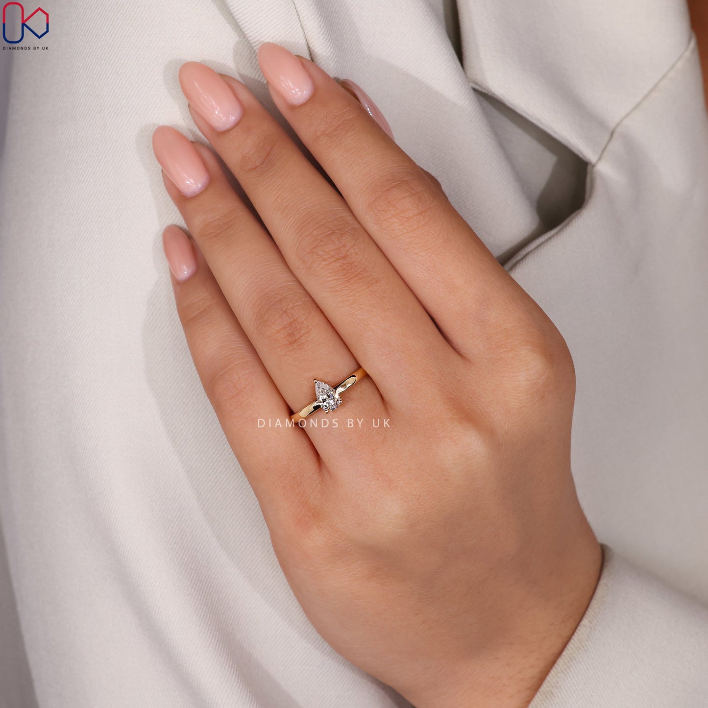 Teardrop Diamond Ring In Yellow Gold