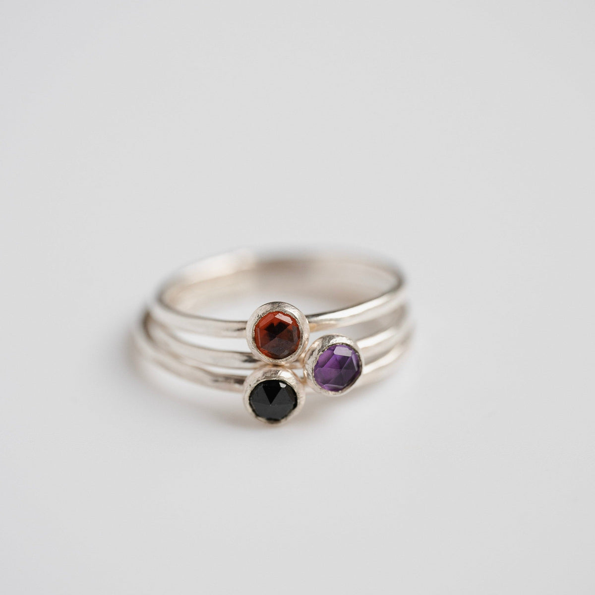Garnet Gemstone Stacking Ring in Sterling Silver / Ready to ship in 5 and 8