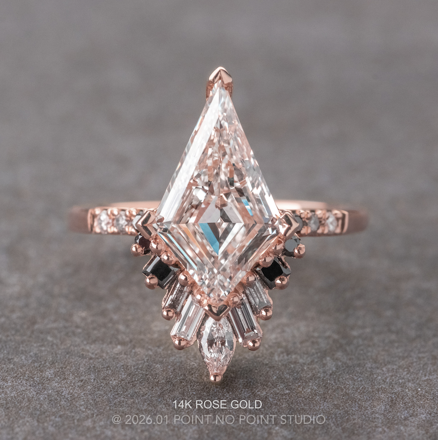 Kite Moissanite and Diamond Engagement Ring, Ombre Wren Setting