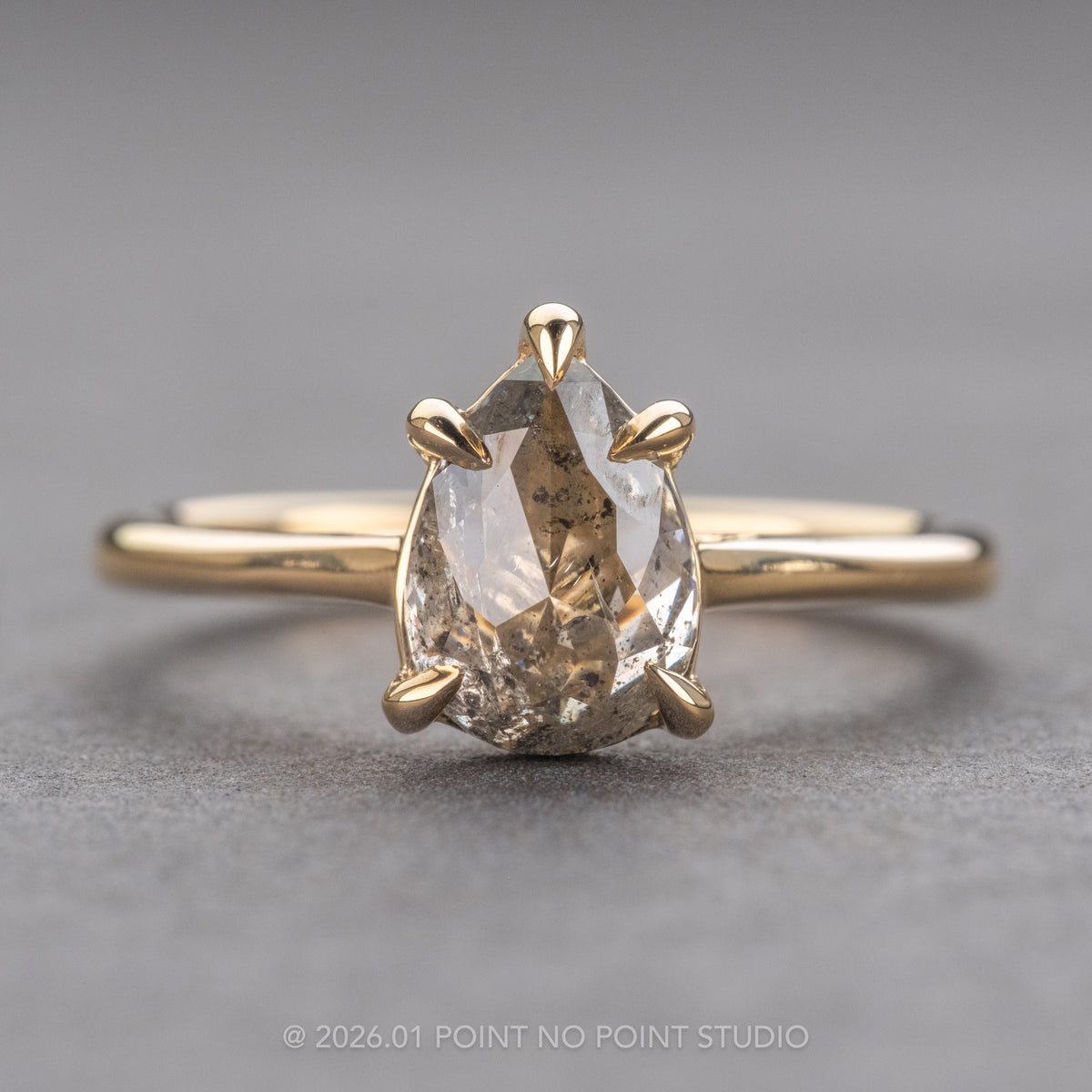 1.53 Carat Icy Grey Pear Diamond Engagement Ring, Lenora Setting