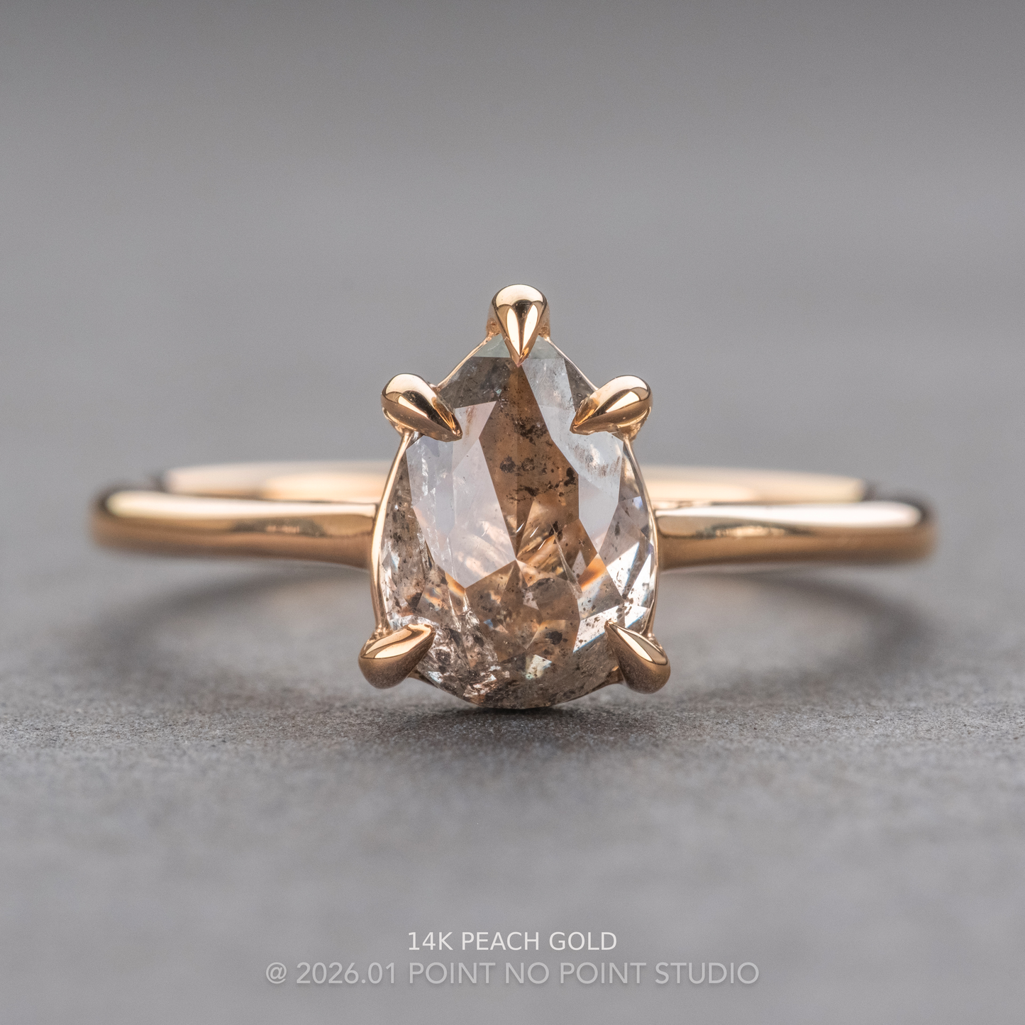 1.53 Carat Icy Grey Pear Diamond Engagement Ring, Lenora Setting