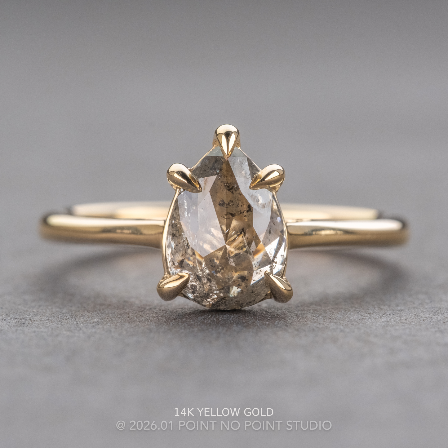1.53 Carat Icy Grey Pear Diamond Engagement Ring, Lenora Setting