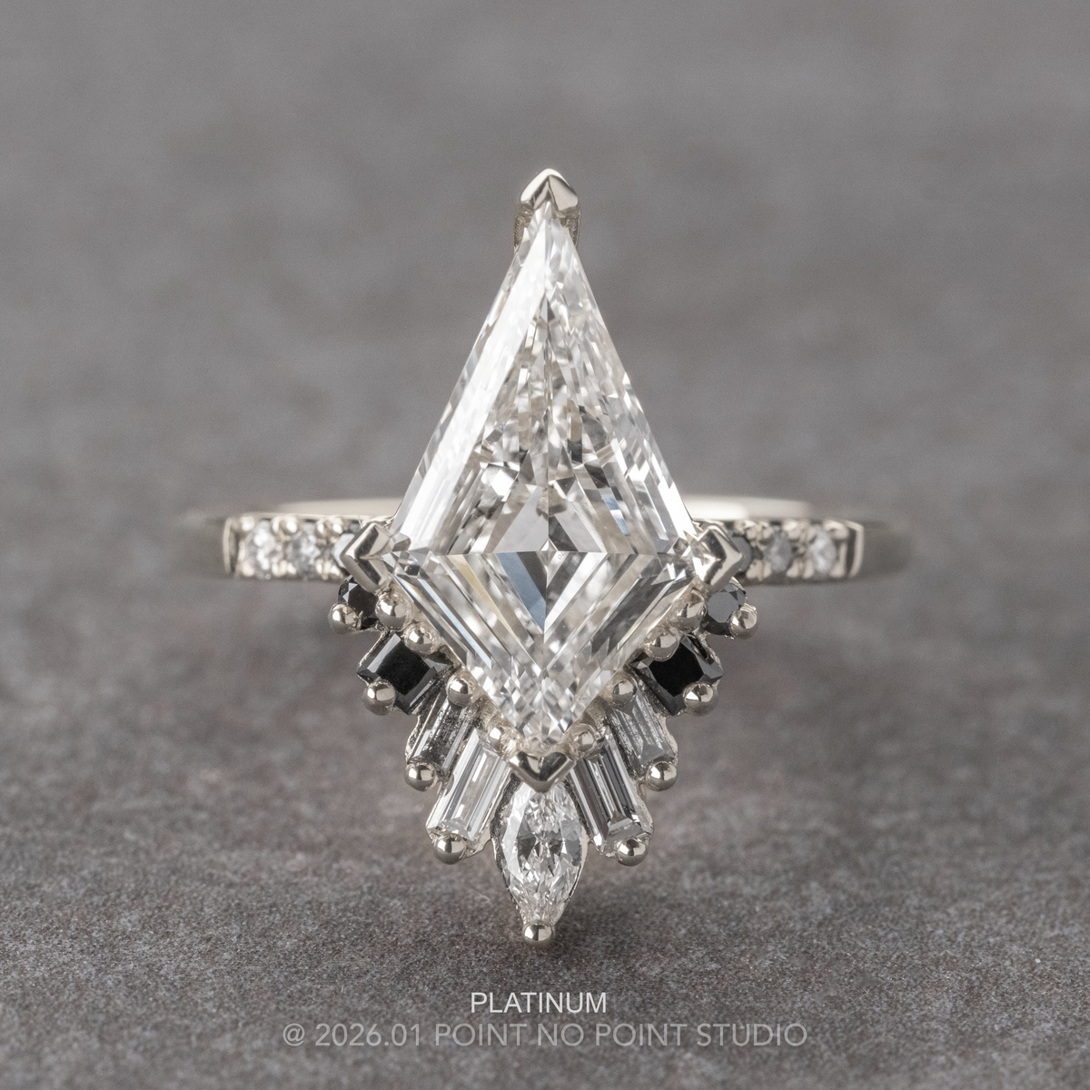 Kite Moissanite and Diamond Engagement Ring, Ombre Wren Setting