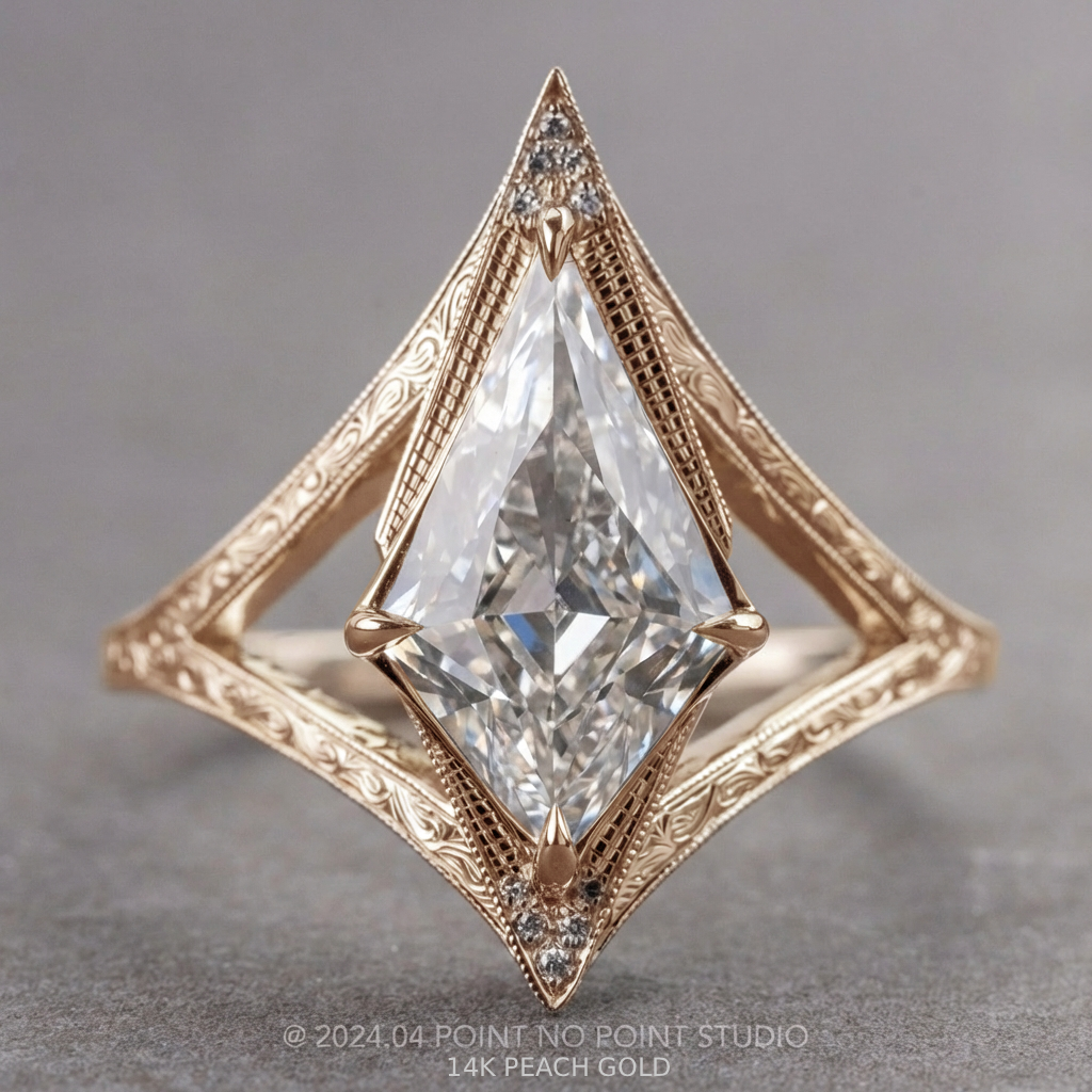 Kite Lab Diamond Engagement Ring, Engraved Arwen Setting