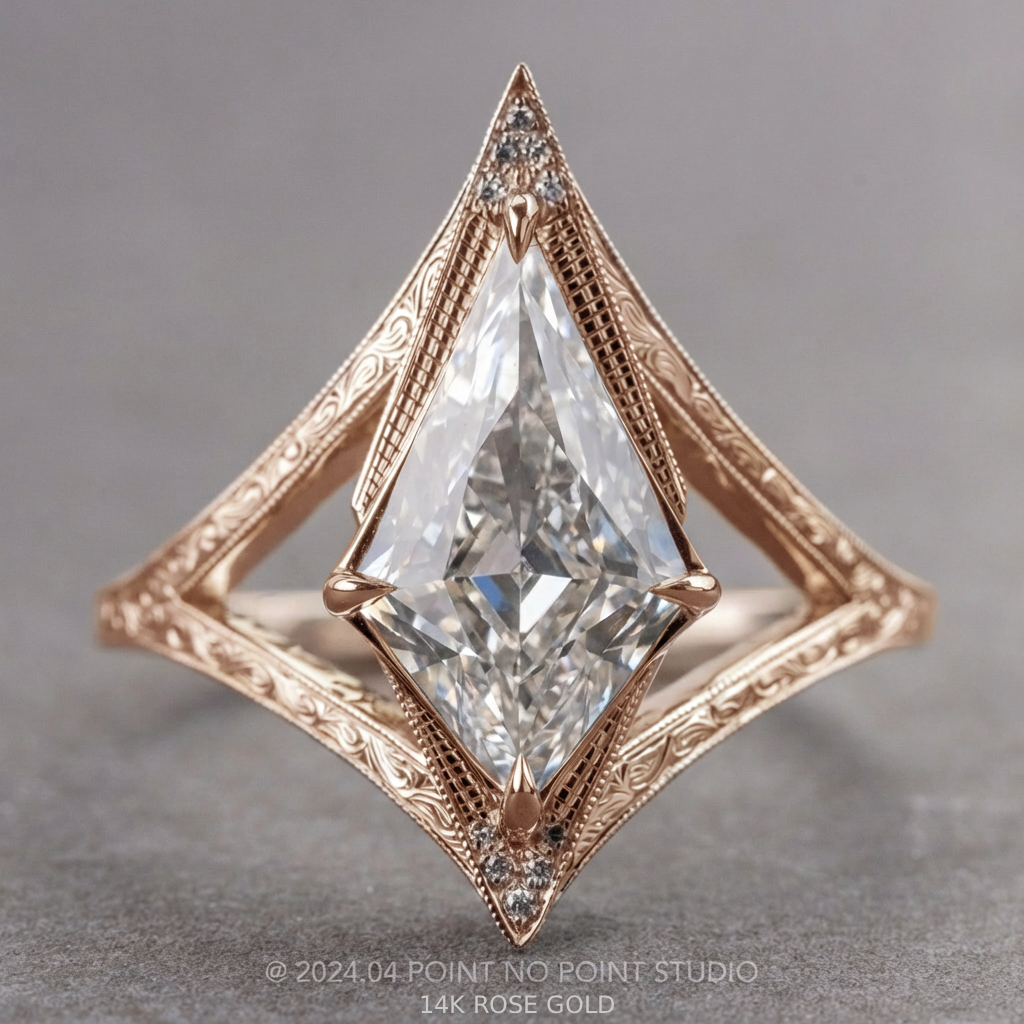 Kite Lab Diamond Engagement Ring, Engraved Arwen Setting