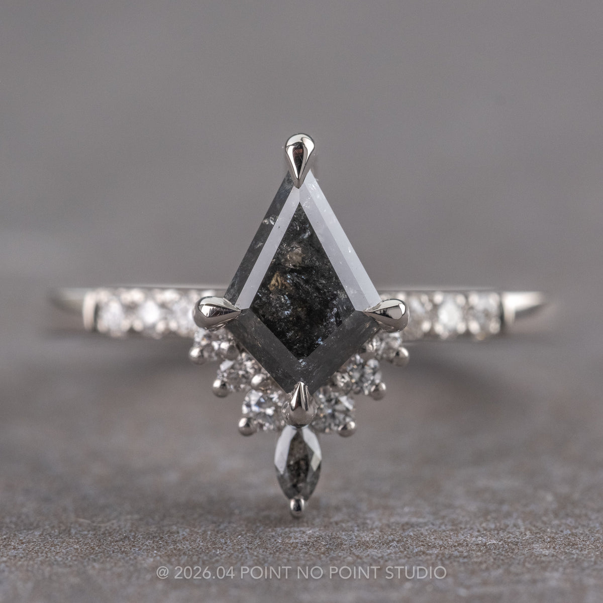 1.06 Carat Black Kite Diamond Engagement Ring, Avaline Setting, Platinum