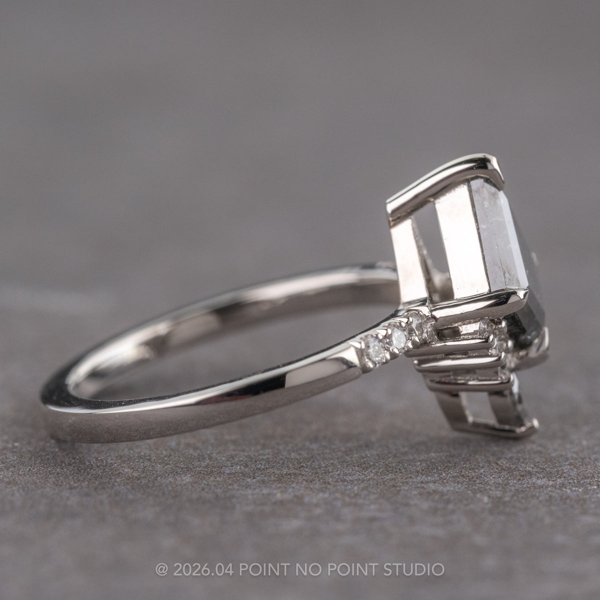 1.06 Carat Black Kite Diamond Engagement Ring, Avaline Setting, Platinum