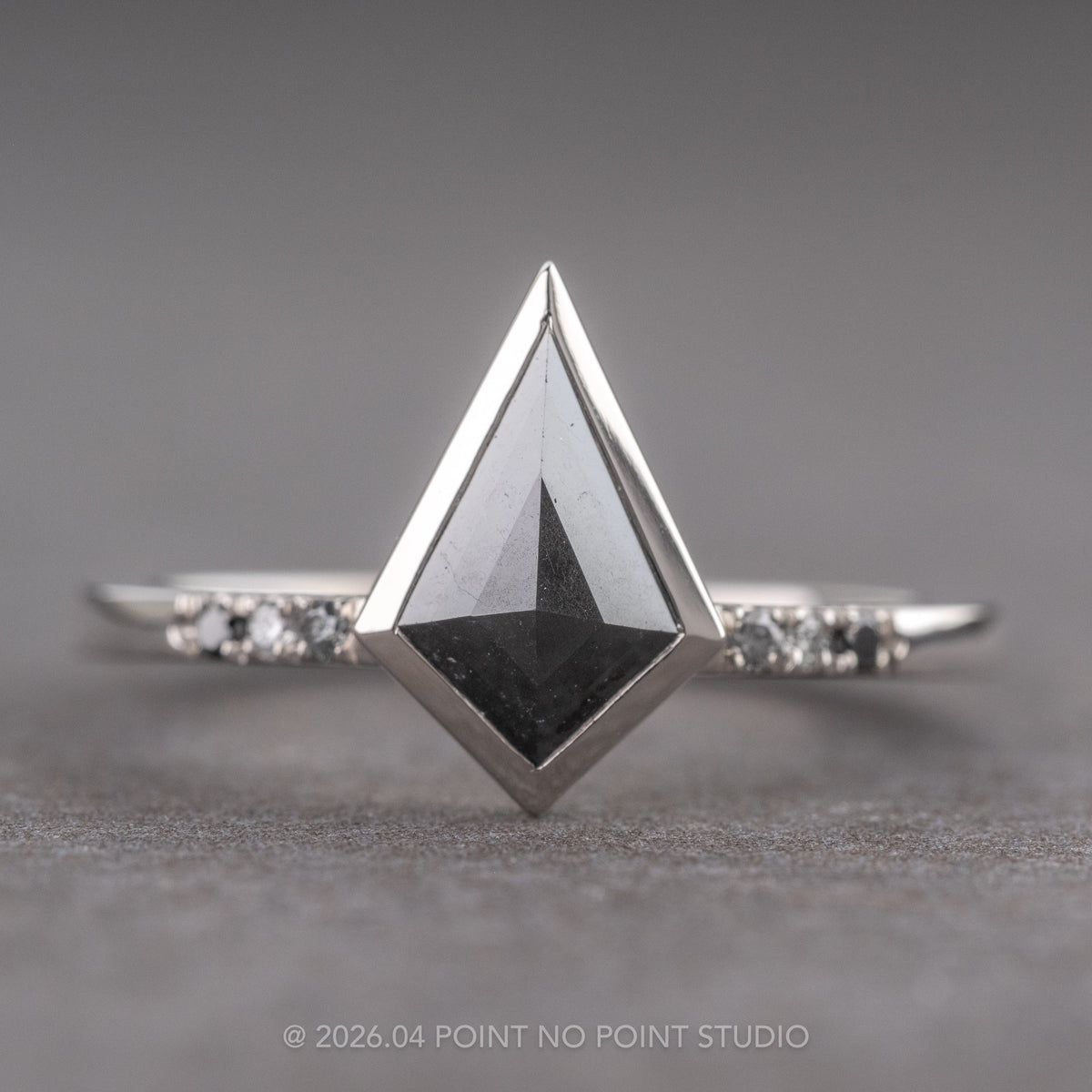 .94 Carat Black Kite Diamond Engagement Ring, Bezel Ombre Jules Setting, Platinum