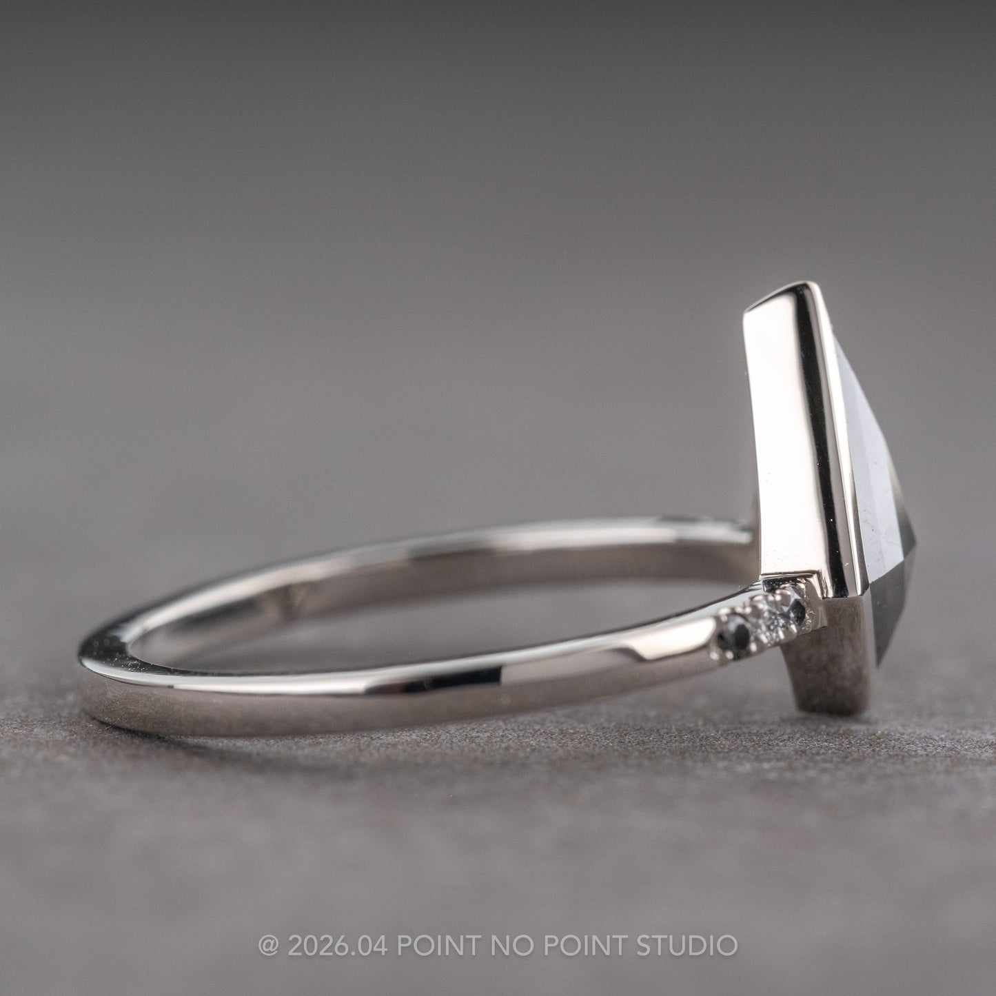 .94 Carat Black Kite Diamond Engagement Ring, Bezel Ombre Jules Setting, Platinum