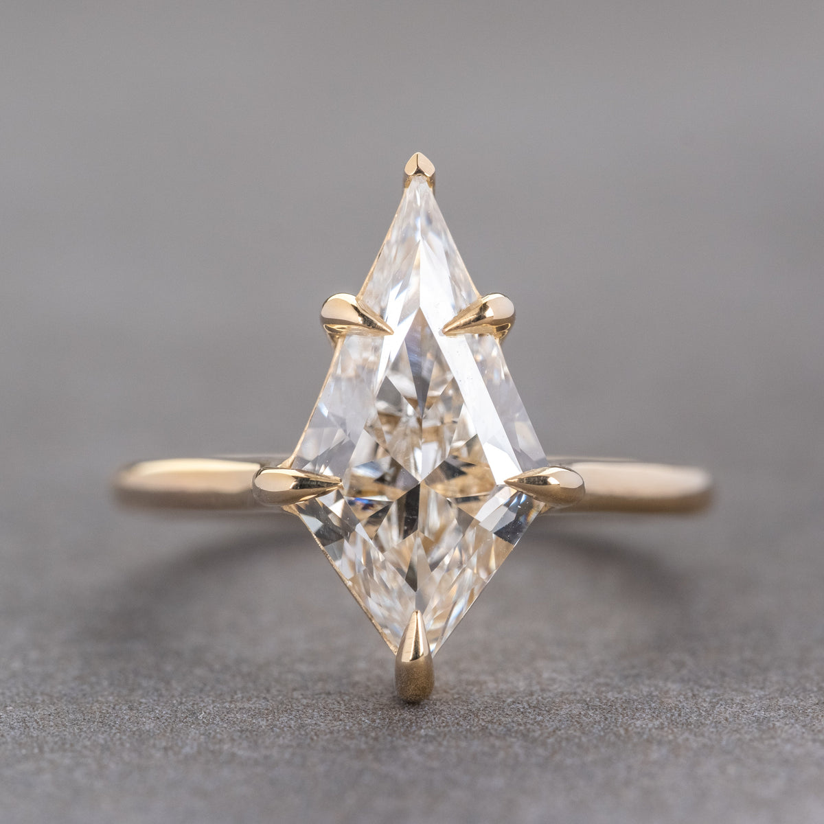 3.03 Carat Kite Lab Diamond Engagement Ring, Lark Setting, 14k Yellow Gold