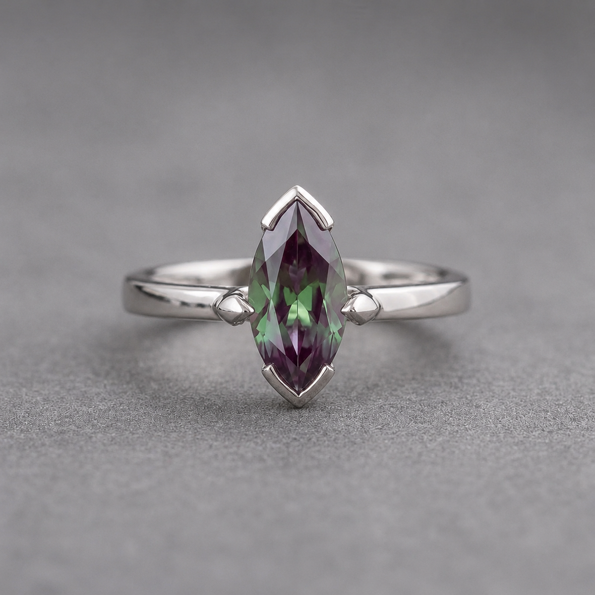 1.33 Carat Marquise Lab Alexandrite Engagement Ring, Charlene Setting