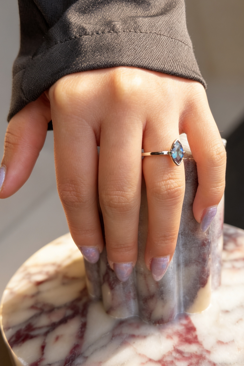 1.33 Carat Marquise Lab Alexandrite Engagement Ring, Charlene Setting