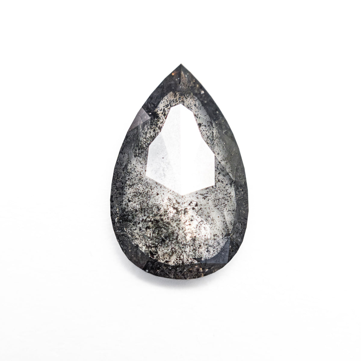 1.19 Carat Salt and Pepper Double Cut Pear Diamond