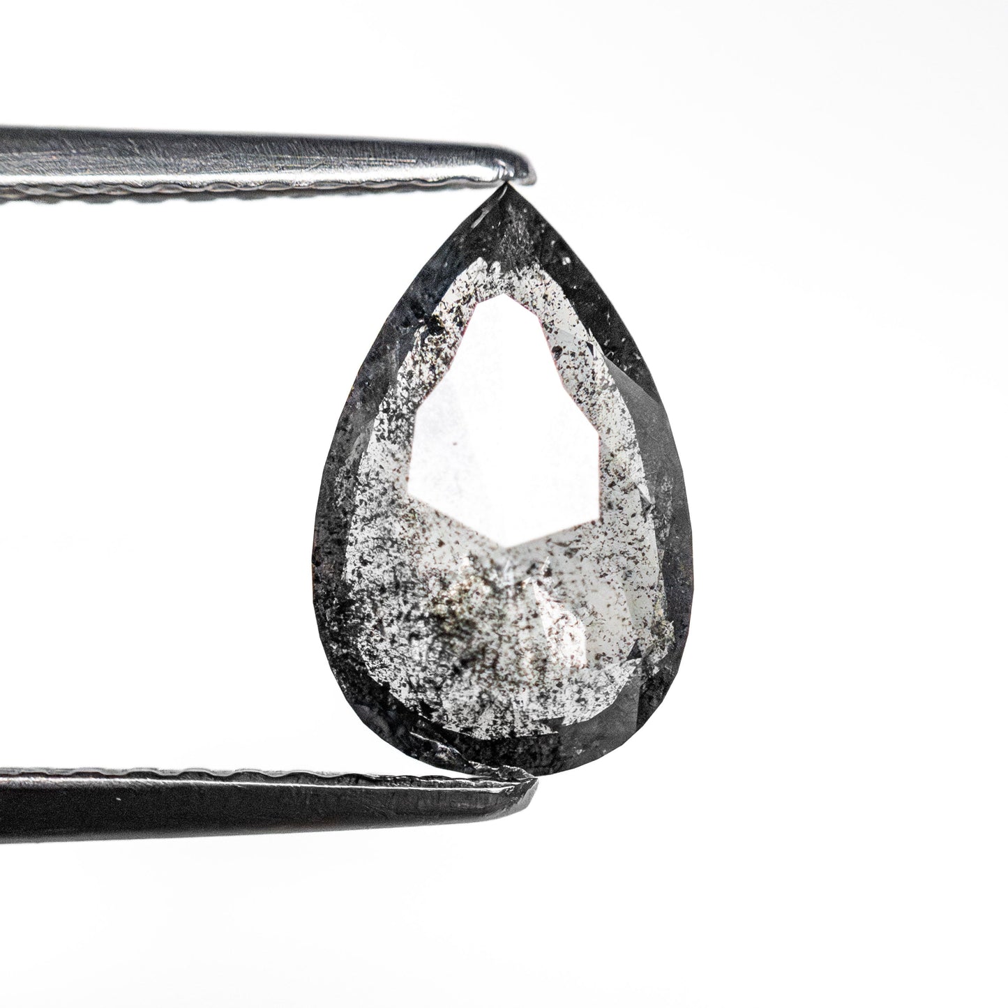 1.19 Carat Salt and Pepper Double Cut Pear Diamond