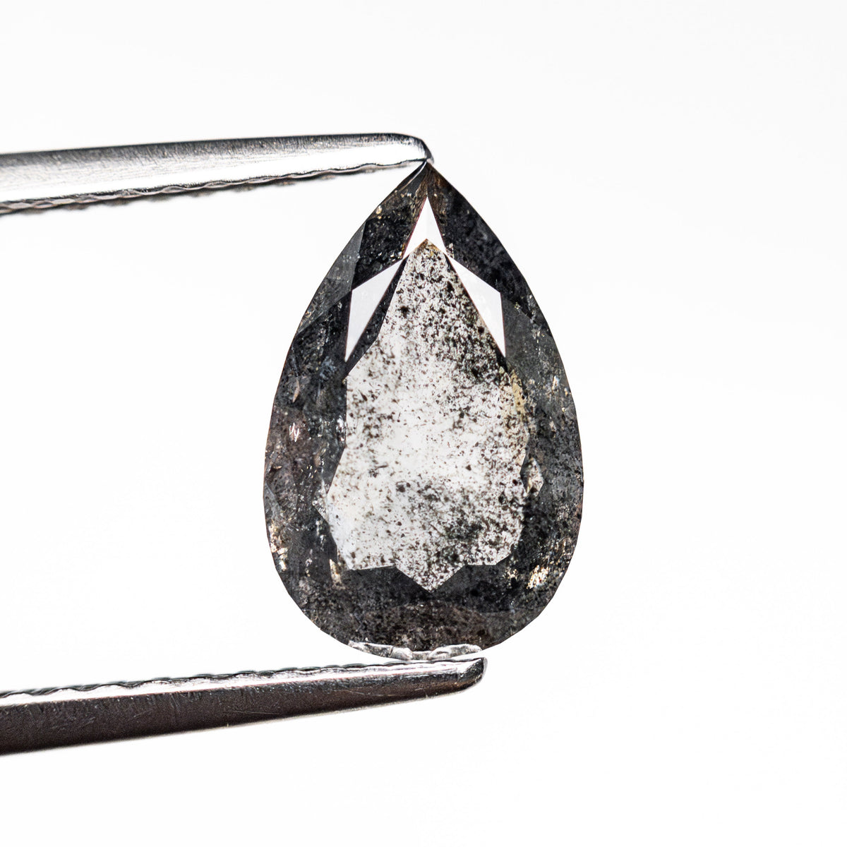 1.19 Carat Salt and Pepper Double Cut Pear Diamond