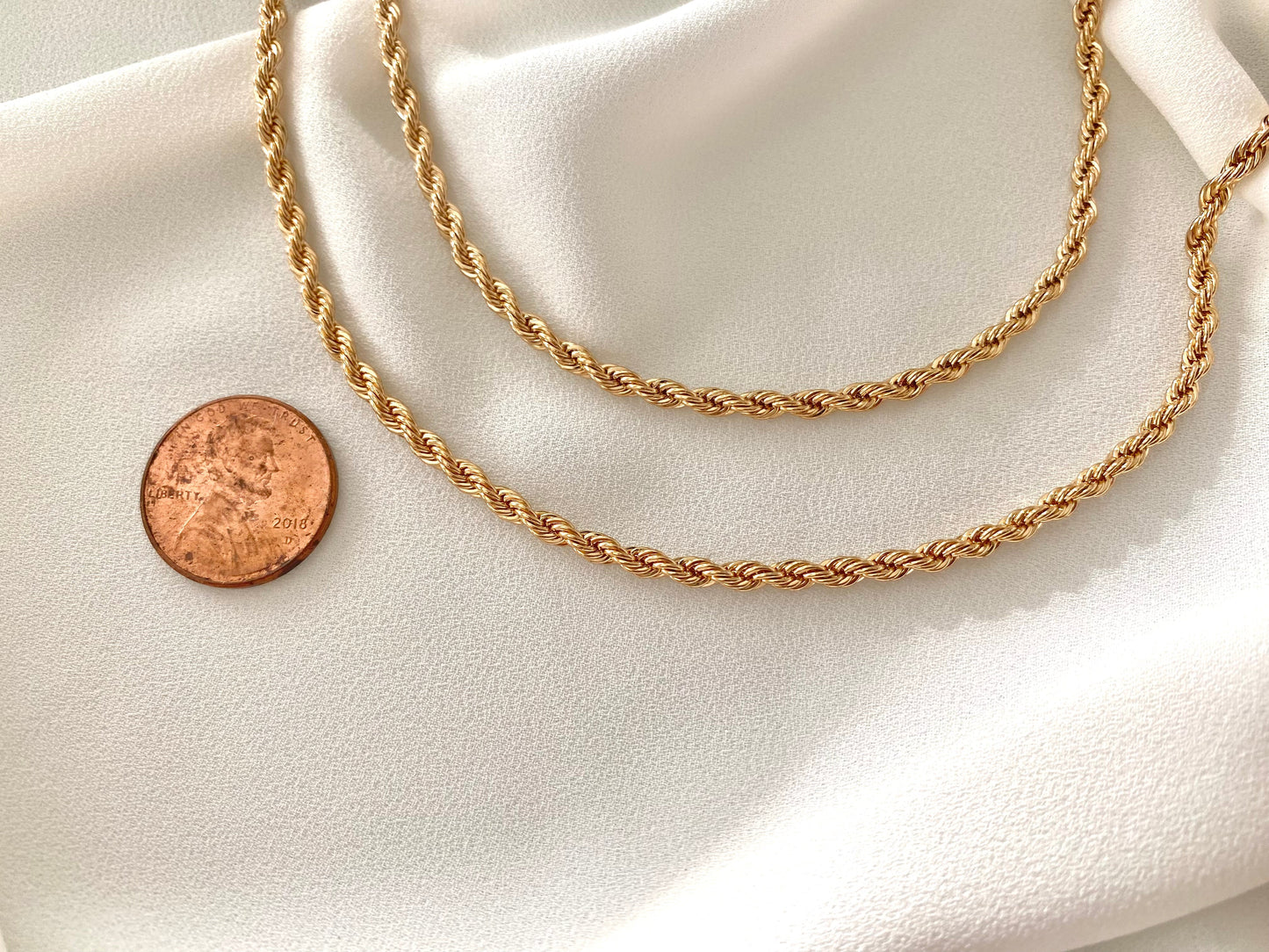 Gold Filled Rope Chain Necklace Thick Twist Chain Layering Chains for Women Minimalist Gold Necklace Christmas Gift Simple Everyday Chains
