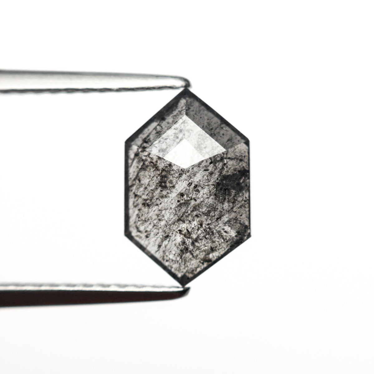 1.37 Carat Salt and Pepper Rose Cut Hexagon Diamond