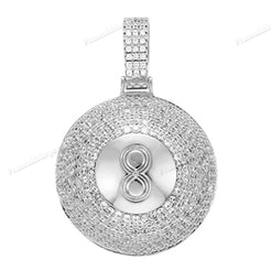 S925 Silver Moissanite Iced 8 Ball Pendant