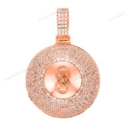 S925 Silver Moissanite Iced 8 Ball Pendant