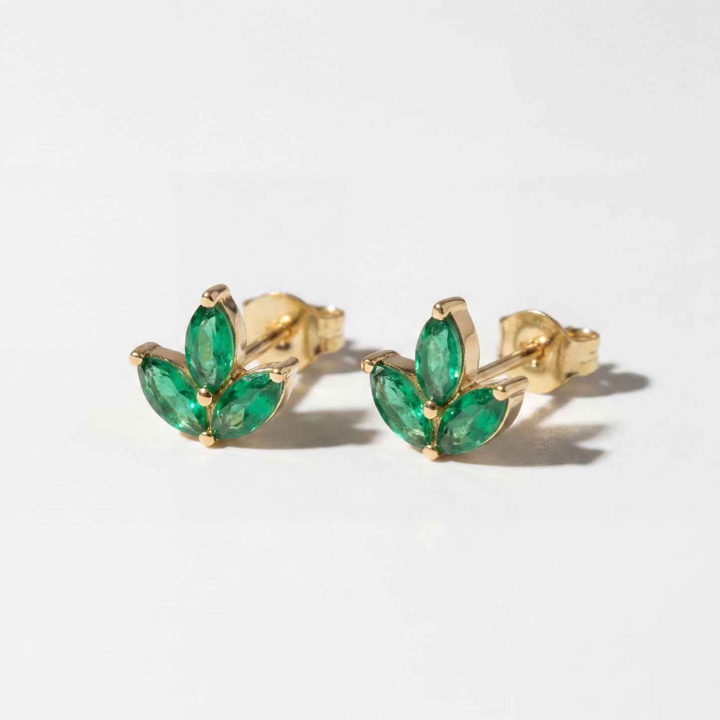 The Petal Studs | Natural Emerald