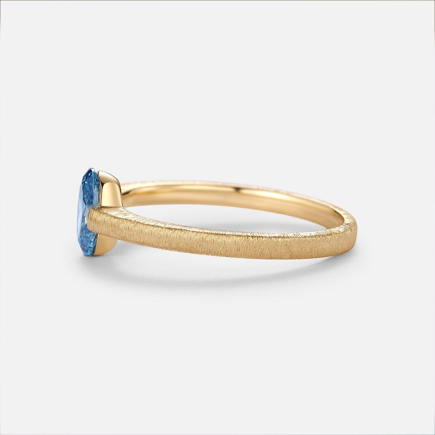 Minimalist Oval Cut Blue Lab Grown Diamond Gold Engagement Ring - Riva