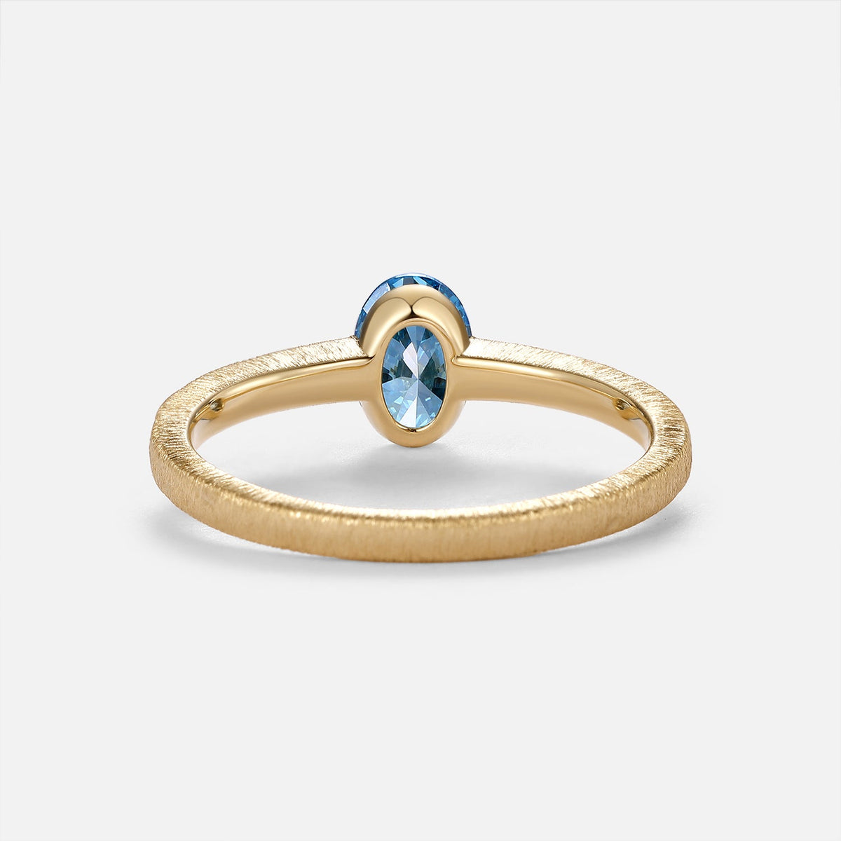 Minimalist Oval Cut Blue Lab Grown Diamond Gold Engagement Ring - Riva