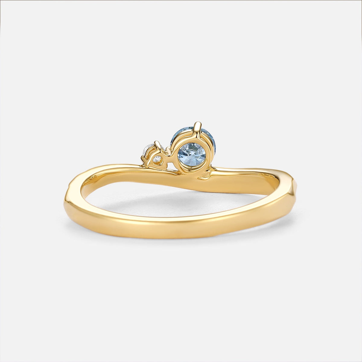 Round Wave Blue Lab Grown Diamond Minimalist Engagement Ring - Cerise